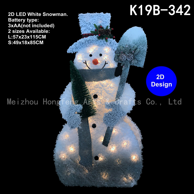 LED white Pre lit Snowman Christmas decor-2D design,xmas snowman