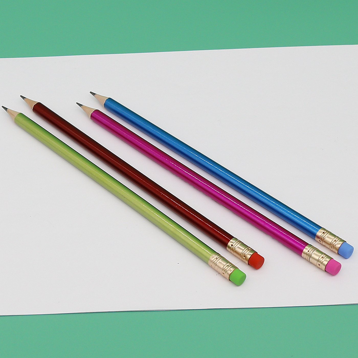 HB Pencil, Glittery Colors Body wtih Eraser Soften Poplar Wood Customized Lead & Package Factory Direct Sale Wholesale High Quality
