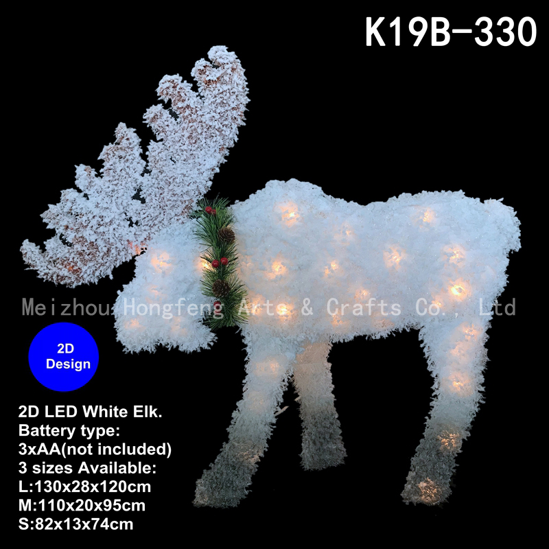 LED white Pre lit Elk Christmas decor-2D design,xmas reindeer