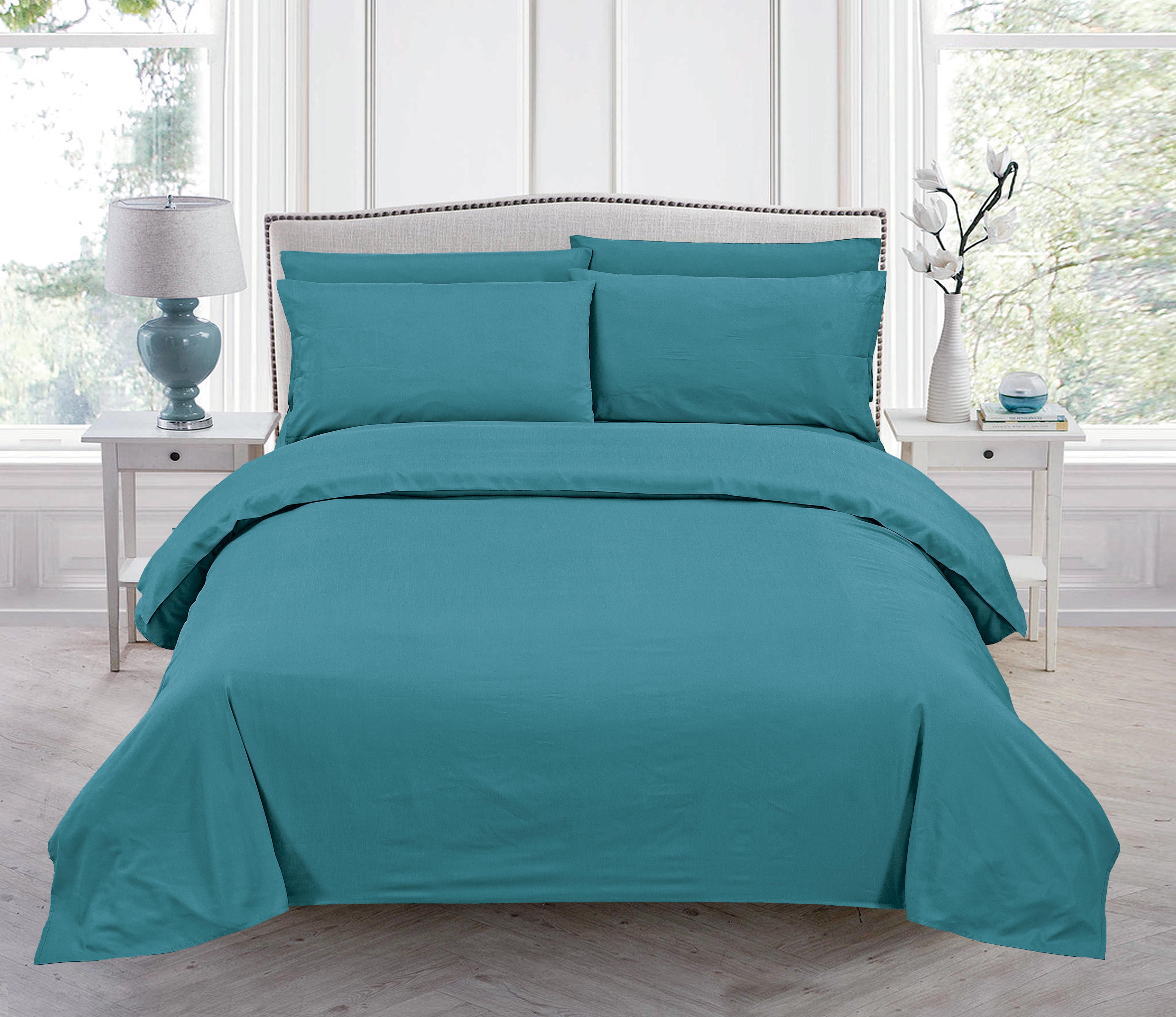 Solid Embroidery Microfiber Bed Sheet Set