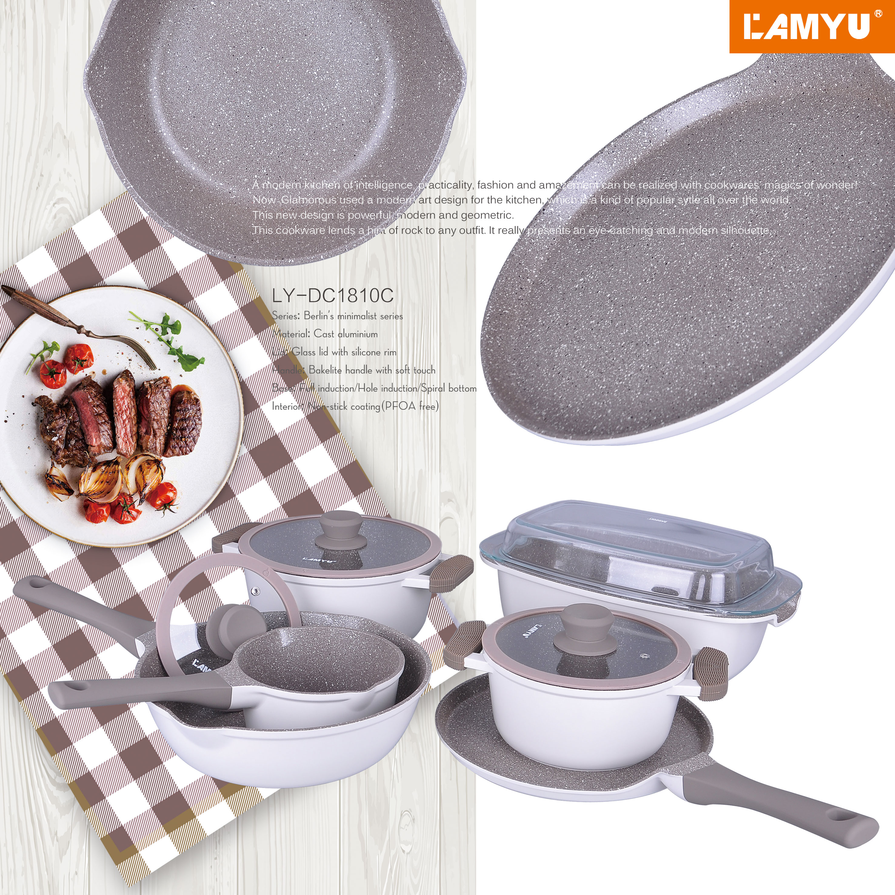 #000001 Die Casting Cookware Aluminium Cookware Kitchen Ware Wok Roaster Fry Pan Casserole Dutch Oven