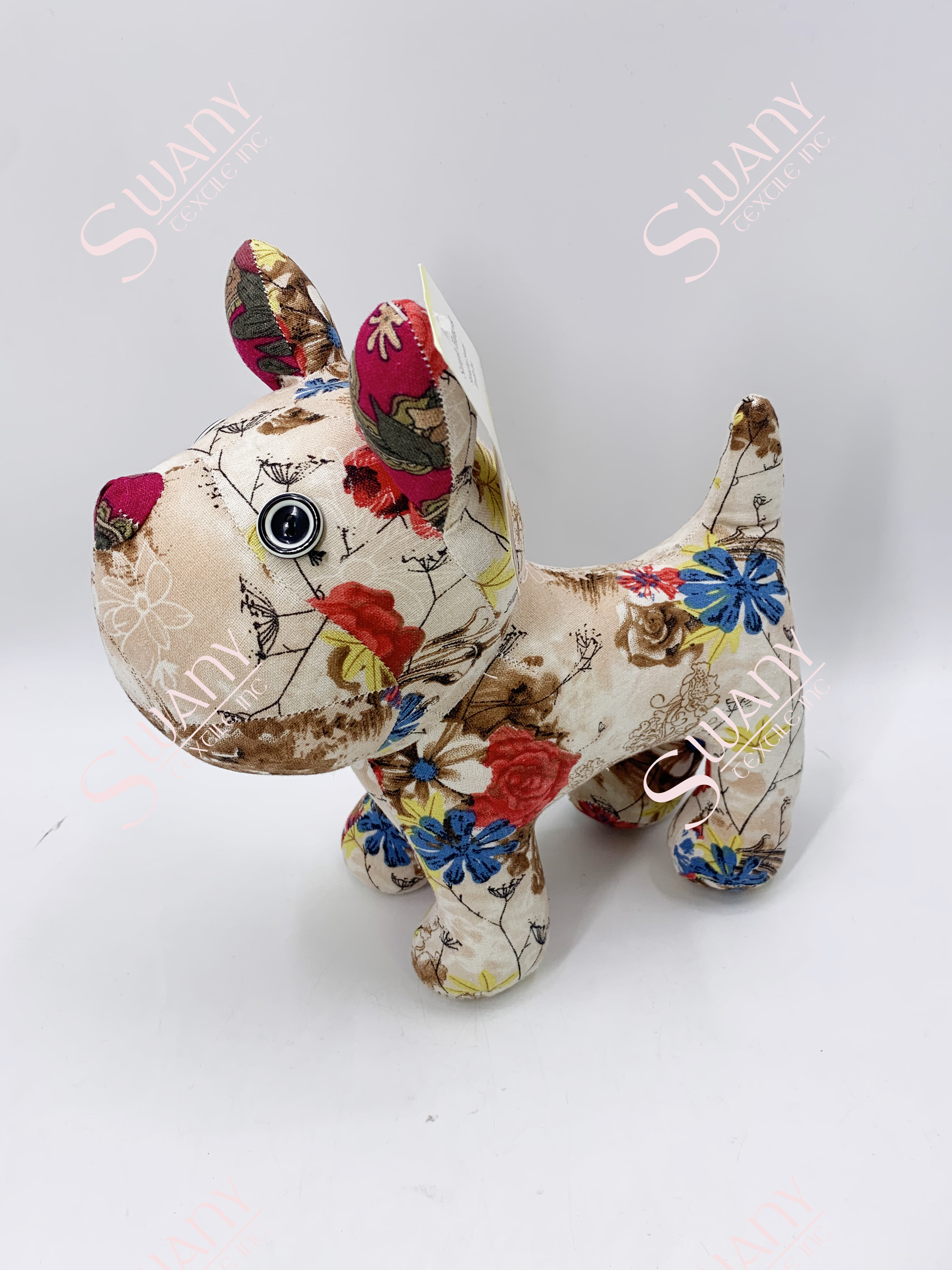 ragdolls-little dog in colorful print fabric