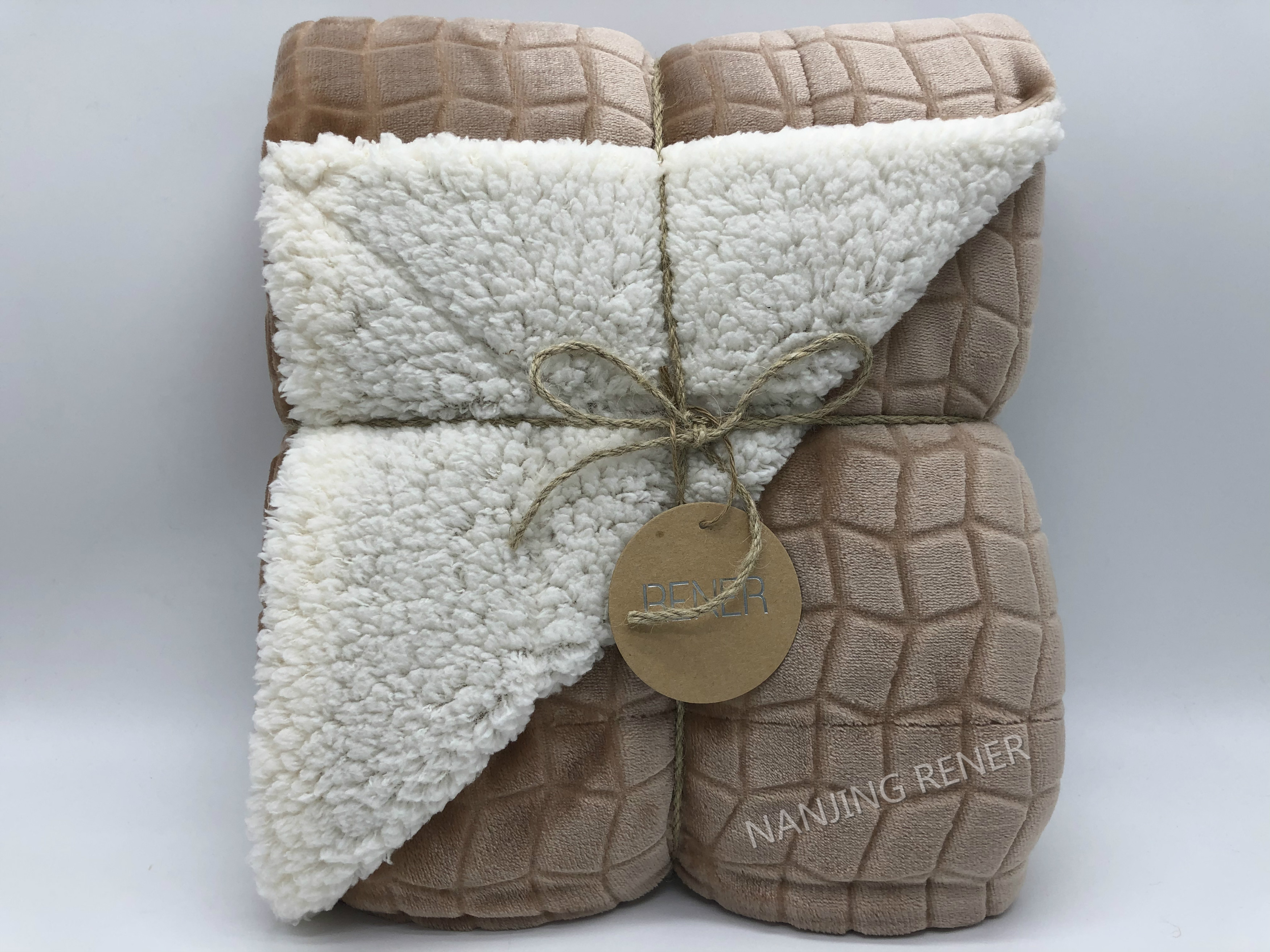 Embossed velvet sherpa throw