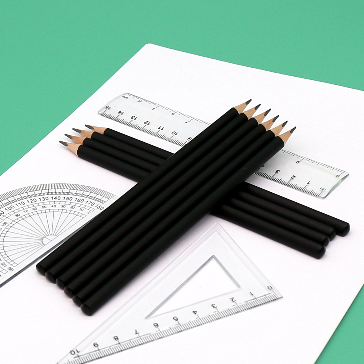 HB Pencil, Matte Black Body with Top Dipped, Triangle Shape, Soft Poplar Wood, Customized Package & Lead, Manufacturing Direct Sale, Wholesale, High Quality