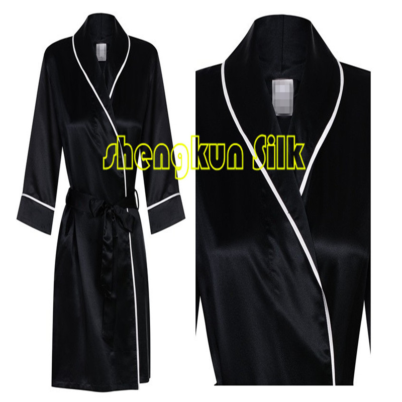 100% Natural Silk Robe Women Wrap Gown Luxury Elegant Customized Size Solid Color Nightwear Pajamas