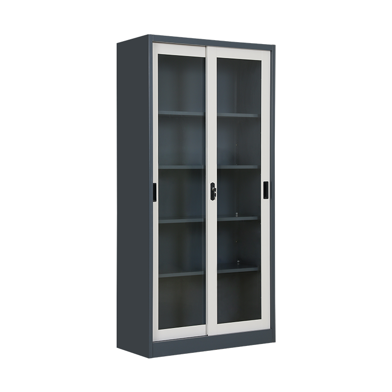 Full Height Glass Slingd door Metal Cupboard