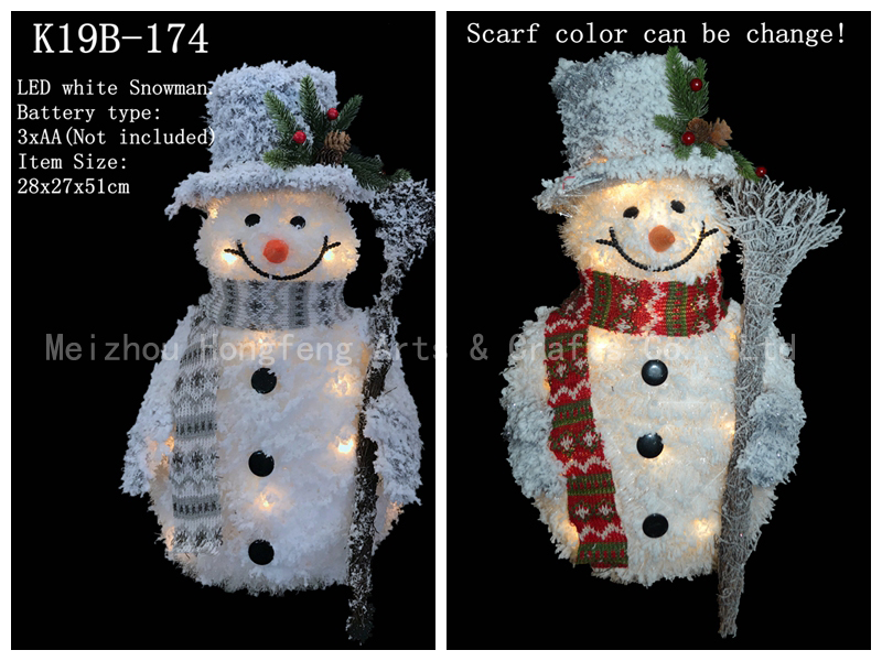 LED Pre lit White Tinsel Snowman Christmas Holiday Decoration, Christmas lights,Holiday Decoration for Patio, Lawn & Garden xmas