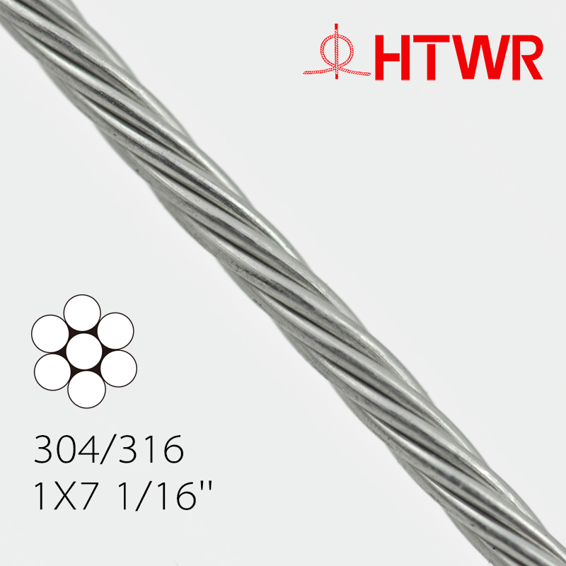 1X7 1/16'' Stainless Steel Aircraft Cable Type 304/316