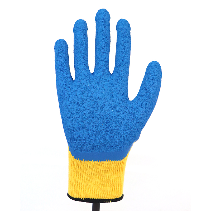 Glove Latex-10g 5 Threads Polycotton Shell Latex Coated, Crinkle Finish Glove
