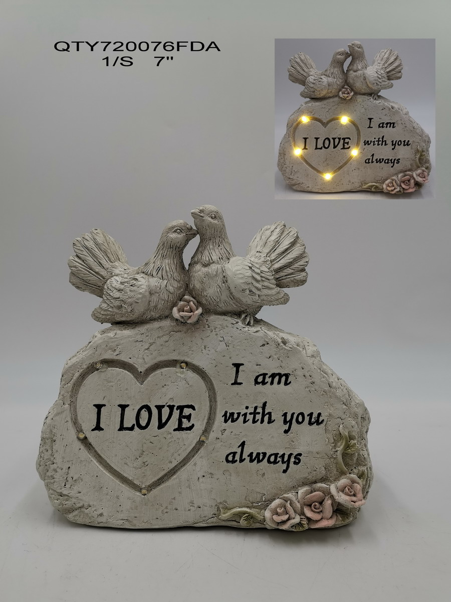 Cemetery stone with birds with LED
