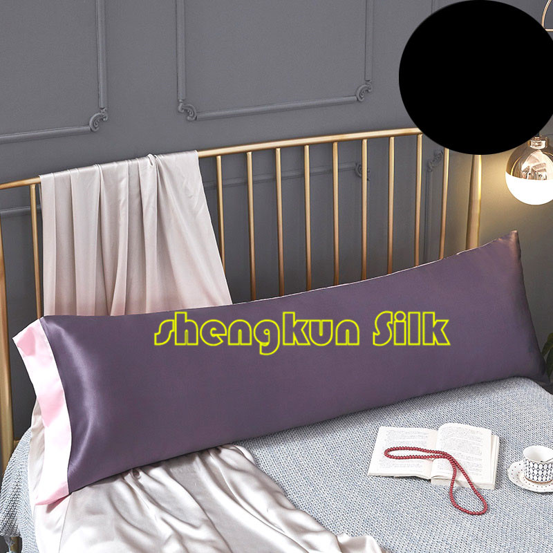 Amazon supply 22MM Mulberry silk Purple Color Long Bolster Cushion Body Pillowcase Body Pillow cover