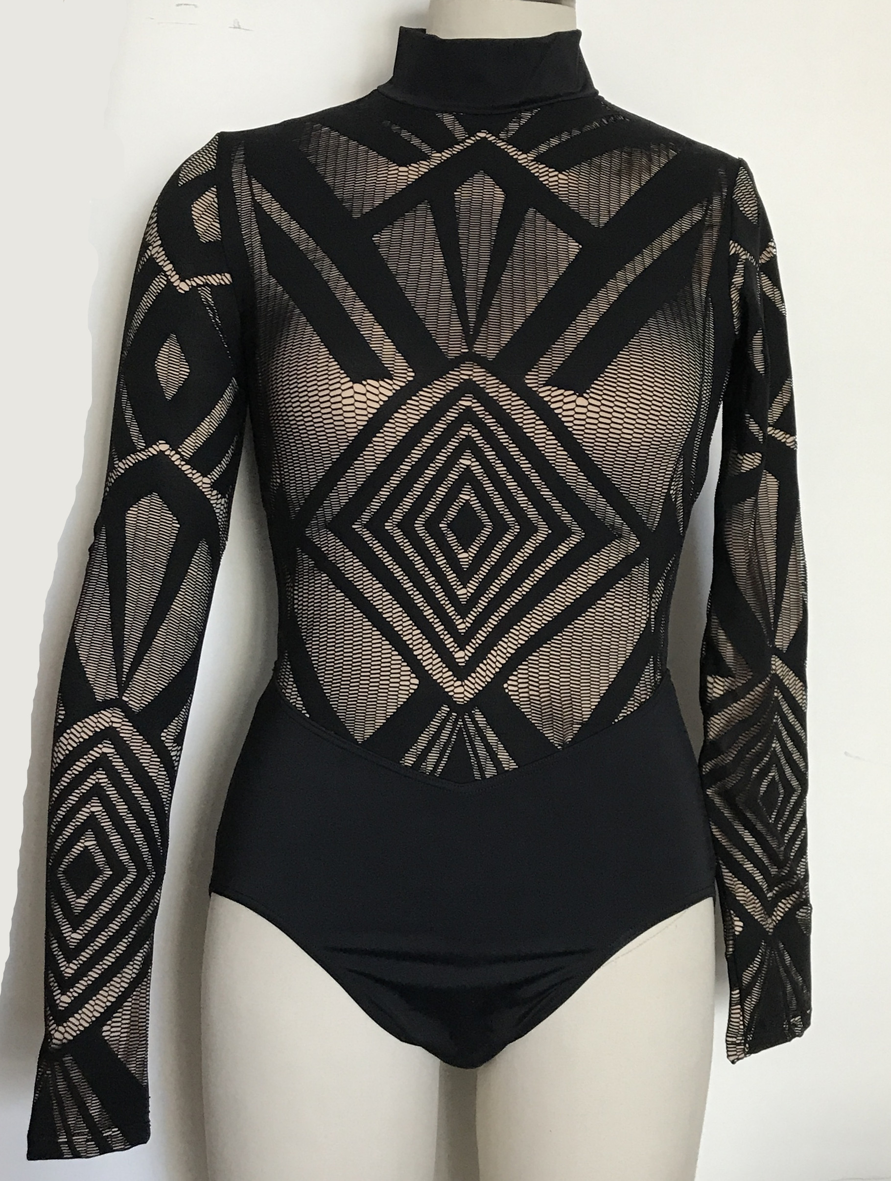 Ladies lace mock neck tribal leotard-dancewear/show/costume