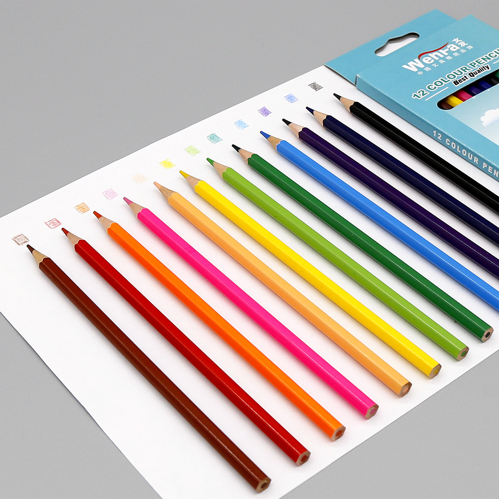 7 ”Color Pencil 12 Colors Soften Poplar Wood Customized Package Manufacture Direct Sale Wholesale High Quality CP- 001