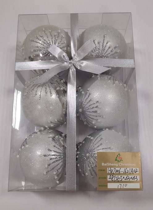 7cm Painted Balls, 6pcs In PVC Box With Ribbon