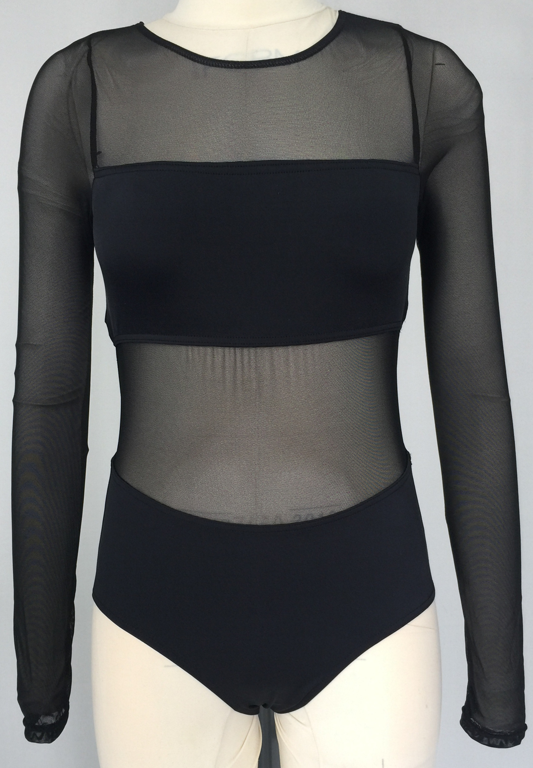 Ladies long sleeve mesh backless leotard-dancewear/show/costume