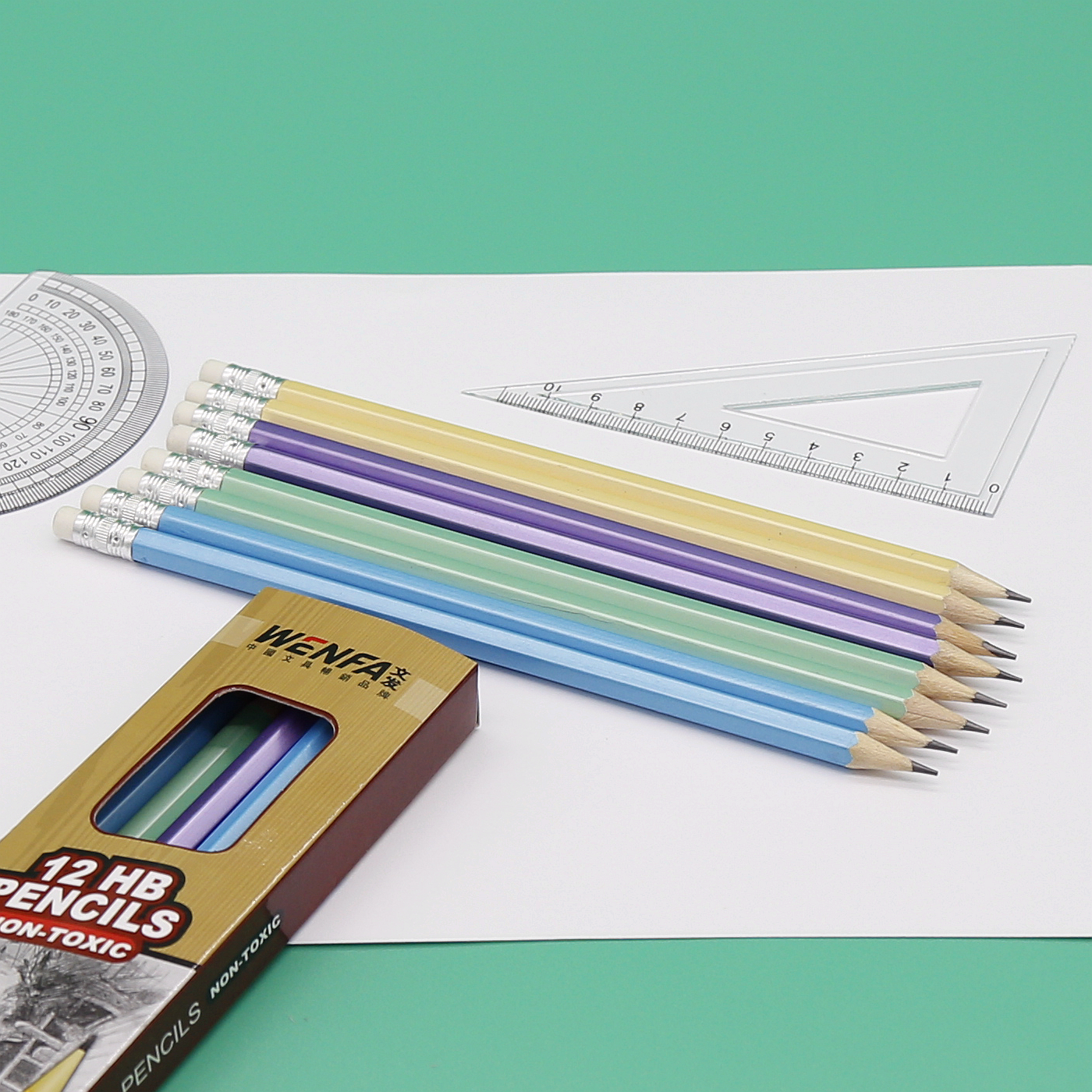 HB Pencil, Pearl Colors Body wtih Eraser Poplar Wood Customized Package Wholesale Manufacturing
