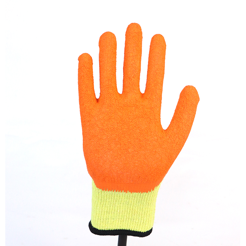 Glove Latex-10g 2 Threads Polycotton Shell Latex Coated, Crinkle Finish Glove