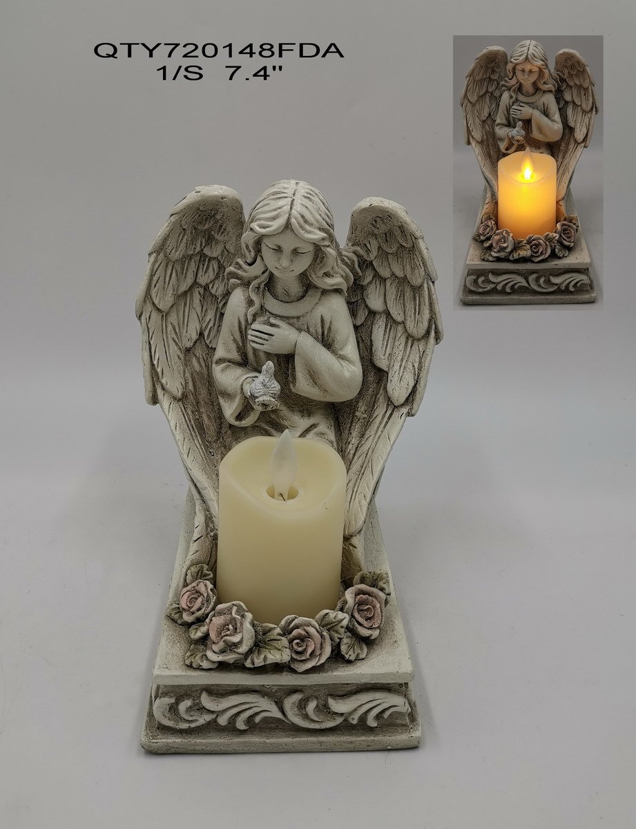 cemetery angel with candle