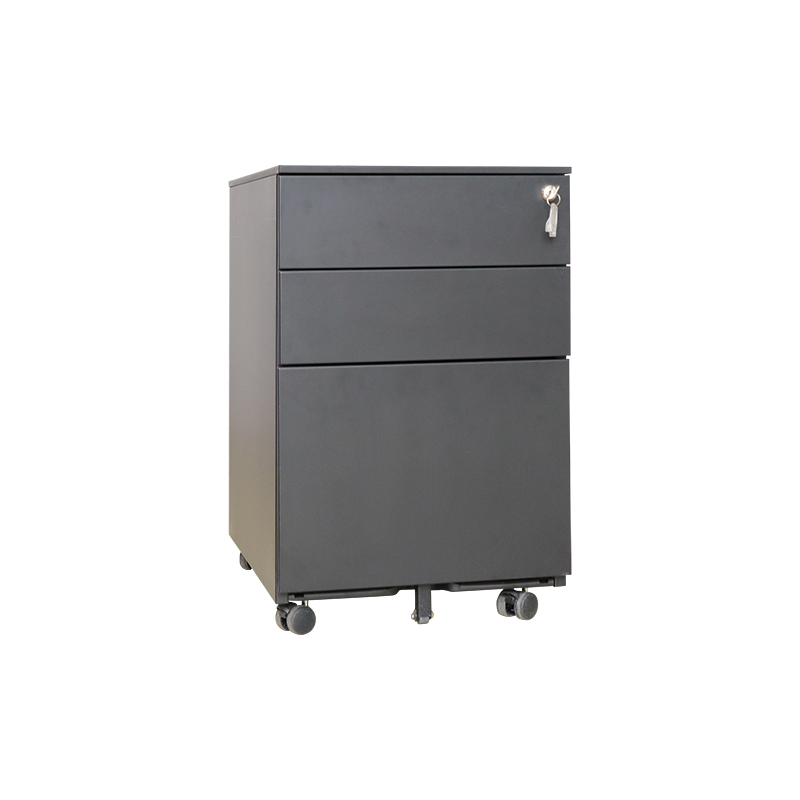 Black 3 Drawer Mobile Pedestal with Flush Front