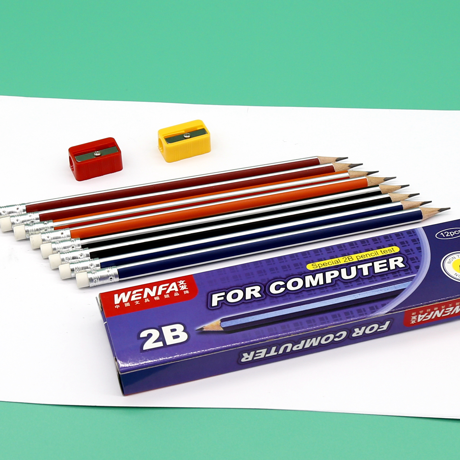 HB Pencil, Striped Body wtih Eraser, Trainglar Shape/ Soften Poplar Wood/ High Quality Factory Customized Pacakge Wholesale