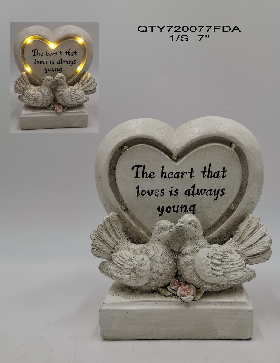Cemetery stone with birds with LED