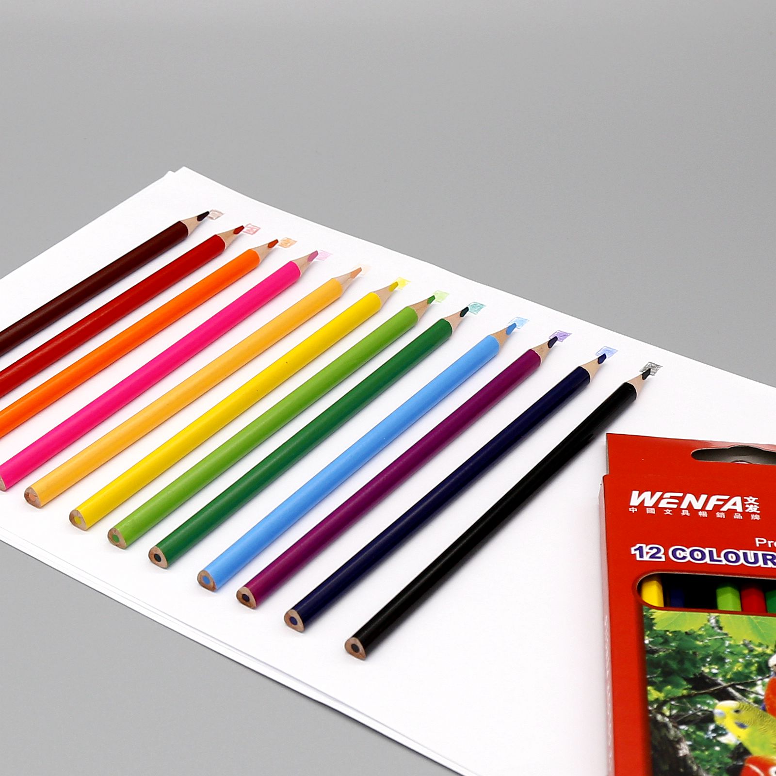 High Quality Color Pencil, Traingle 7 inches 12 colors，Manufacture Customized Package Wholesale