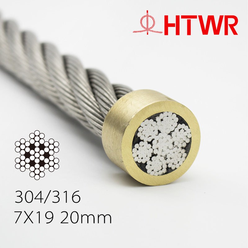 7x19 20mm Stainless Steel Wire Rope Type 304 316