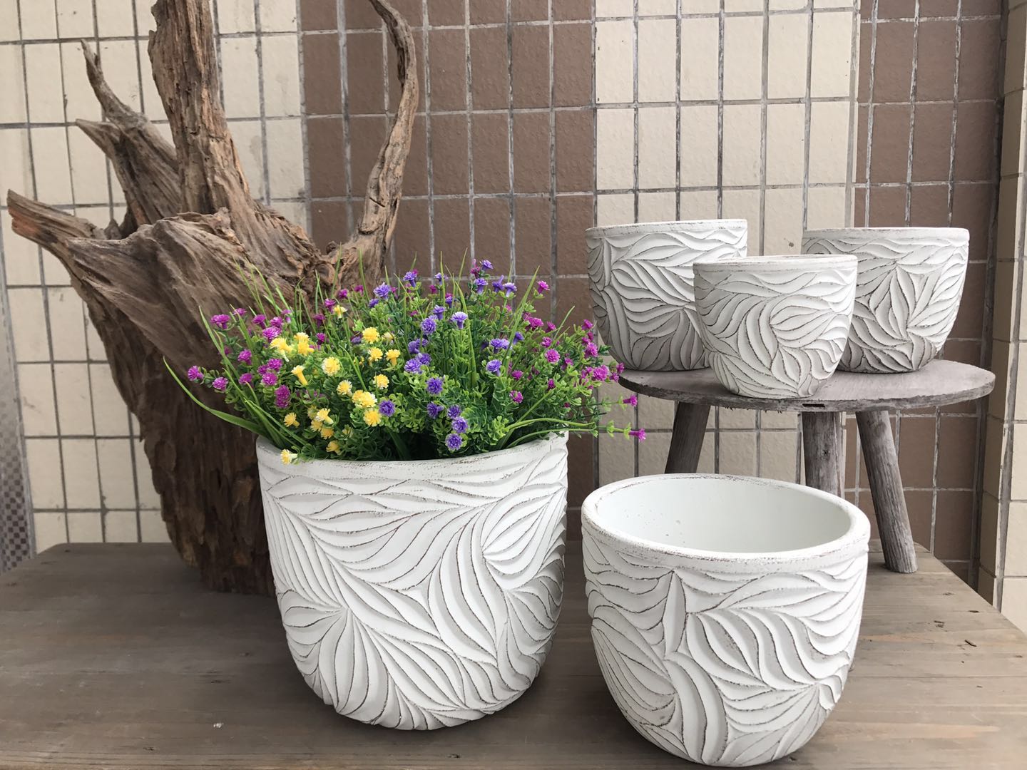 cement flower pot
