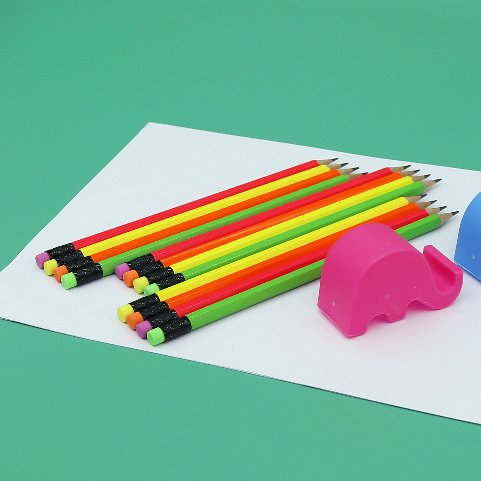 HB Pencil, Neon Colors Body wtih Eraser Customized Package High Quality Manufacturing Direct Sale