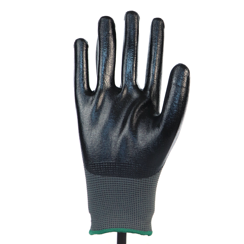 Glove Nitrile-13g Polyester Shell Smooth Nitrile Half Coated Glove