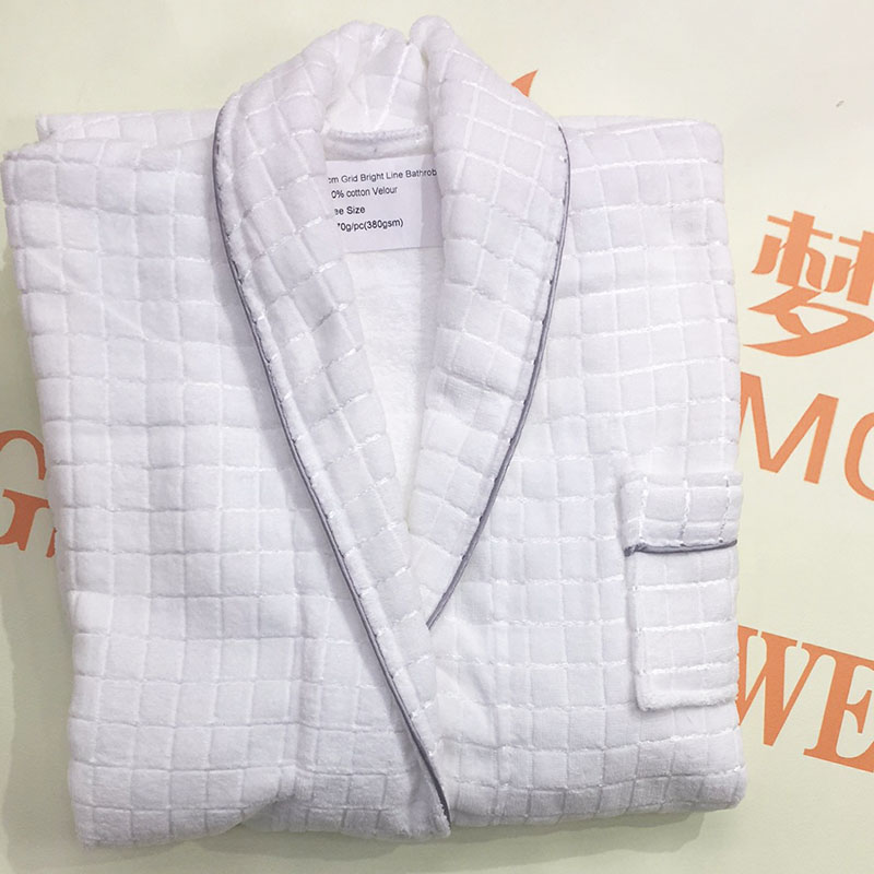 Wholesale Super Soft White 100% Cotton Velour Bathrobe