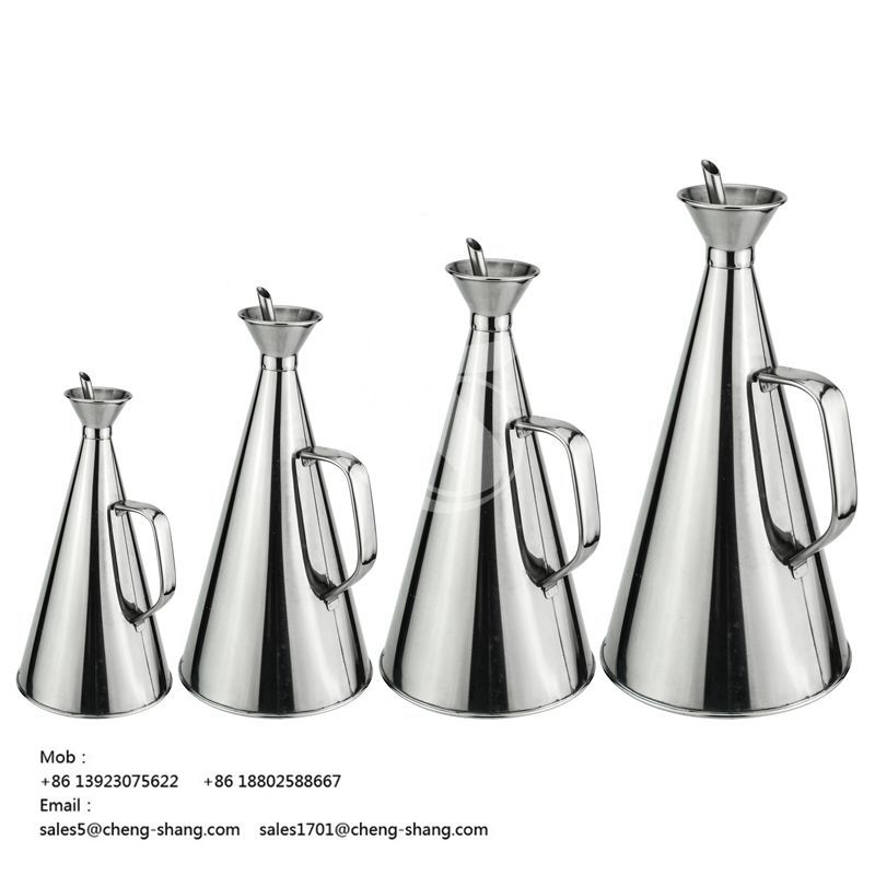 Olive and Cooking Oil Dispenser Ounces Stainless Steel Olive Oil Dispenser. Cone Shaped, Leak-Proof, Drip-Free Spout
