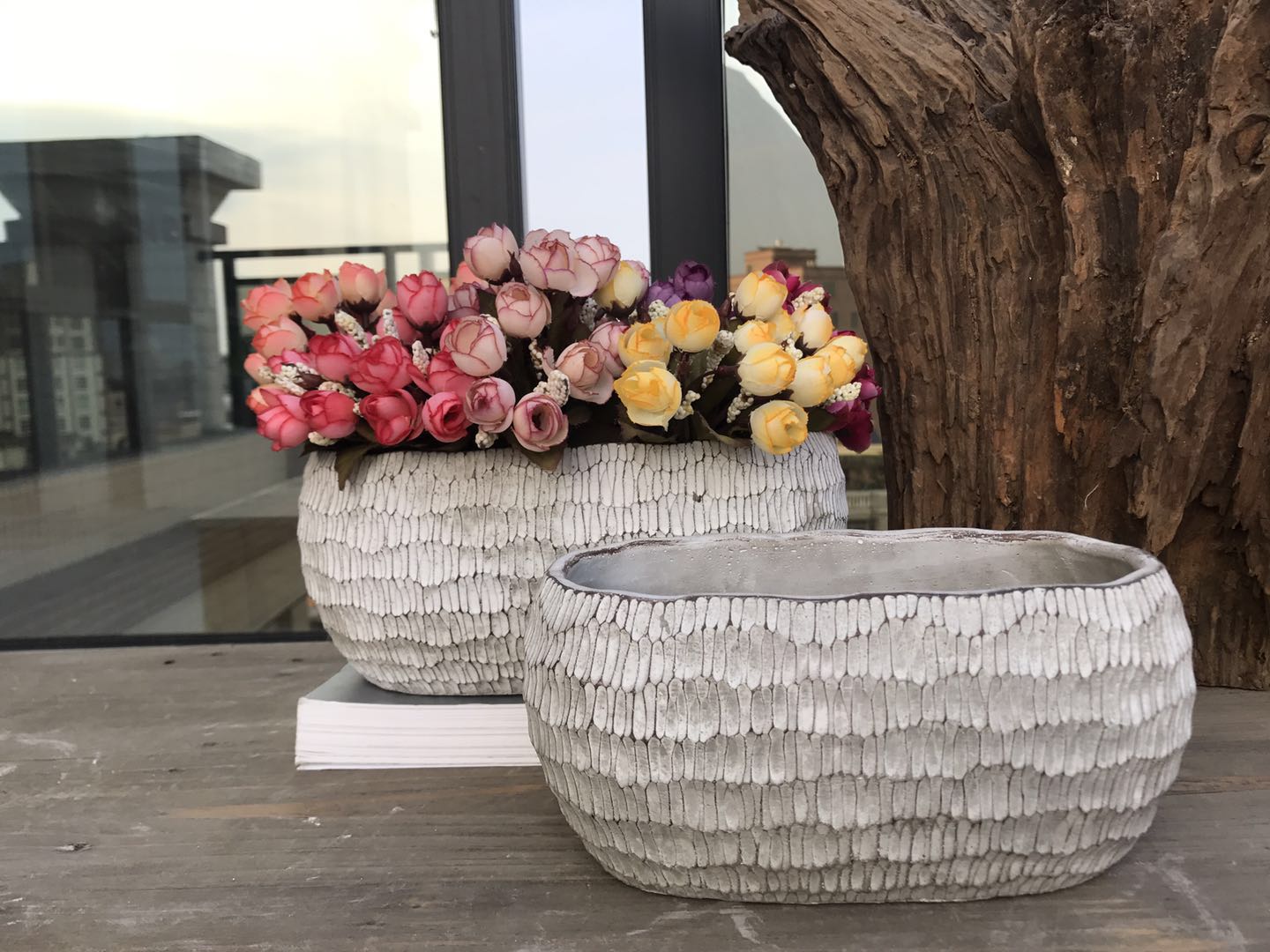 cement flower pot