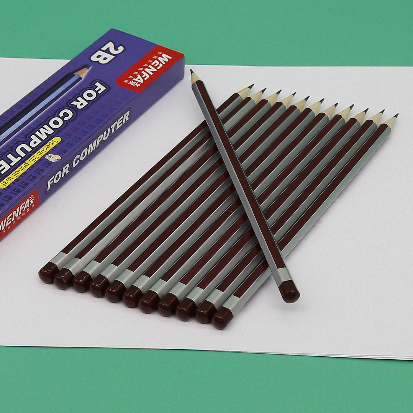 HB Pencil, Purple & Silver Striped Body wtih End Dipped Poplar Wood Factory Customized Pacakge Wholesale
