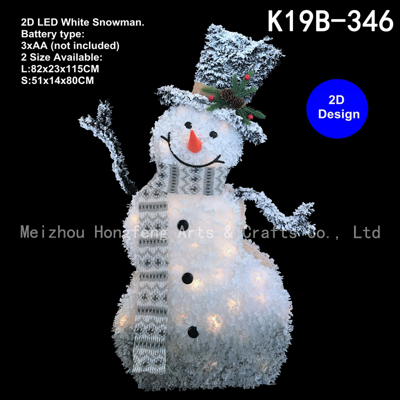 LED white Pre lit Snowman Christmas decor-2D design, xmas snowman
