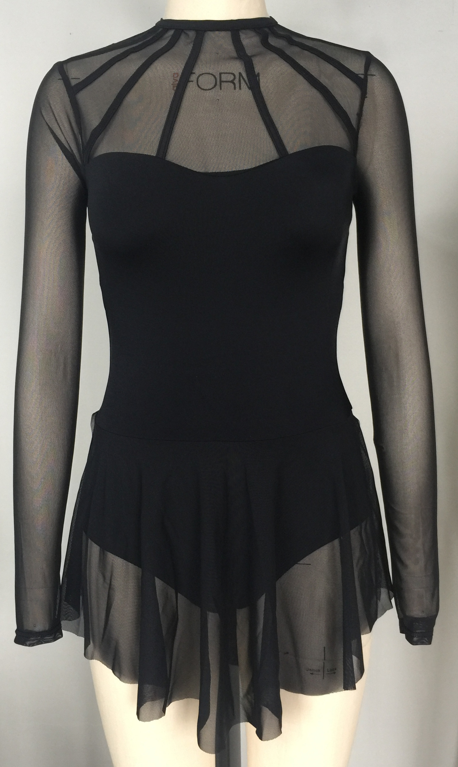 Ladies pinches puff sleeve mesh dress - dance / dancewear / performance