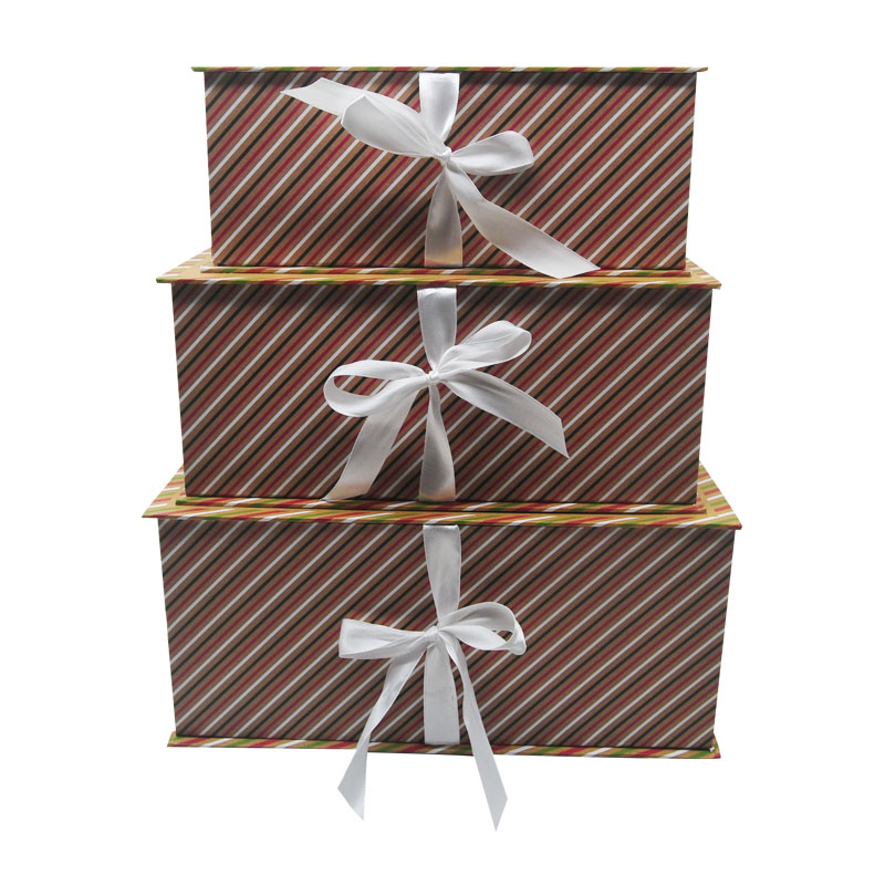 Handmade Custom Decoration Paper Rectangle Gift Box With Ribbon