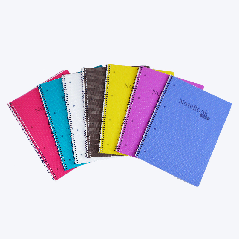 Dotted and color PP cover Spiral notebook with perforated line and 4 holes