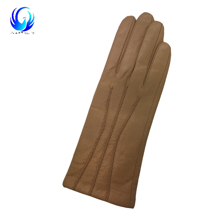 Wholesale ladies winter wool lined touchscreen leather gloves
