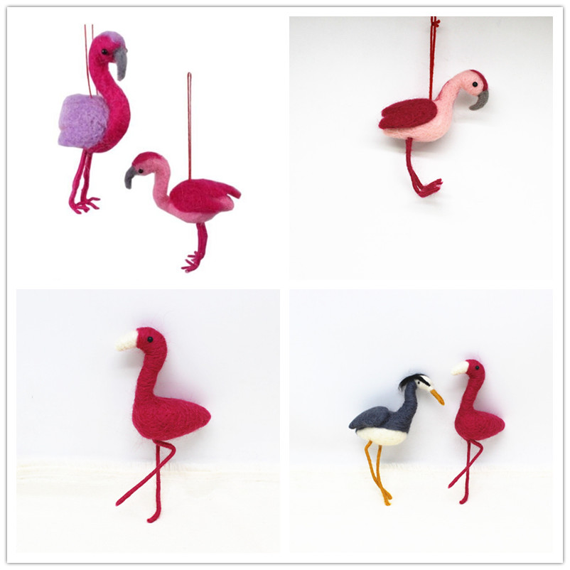 Christmas tree decoration hanging flamingo felt ornaments