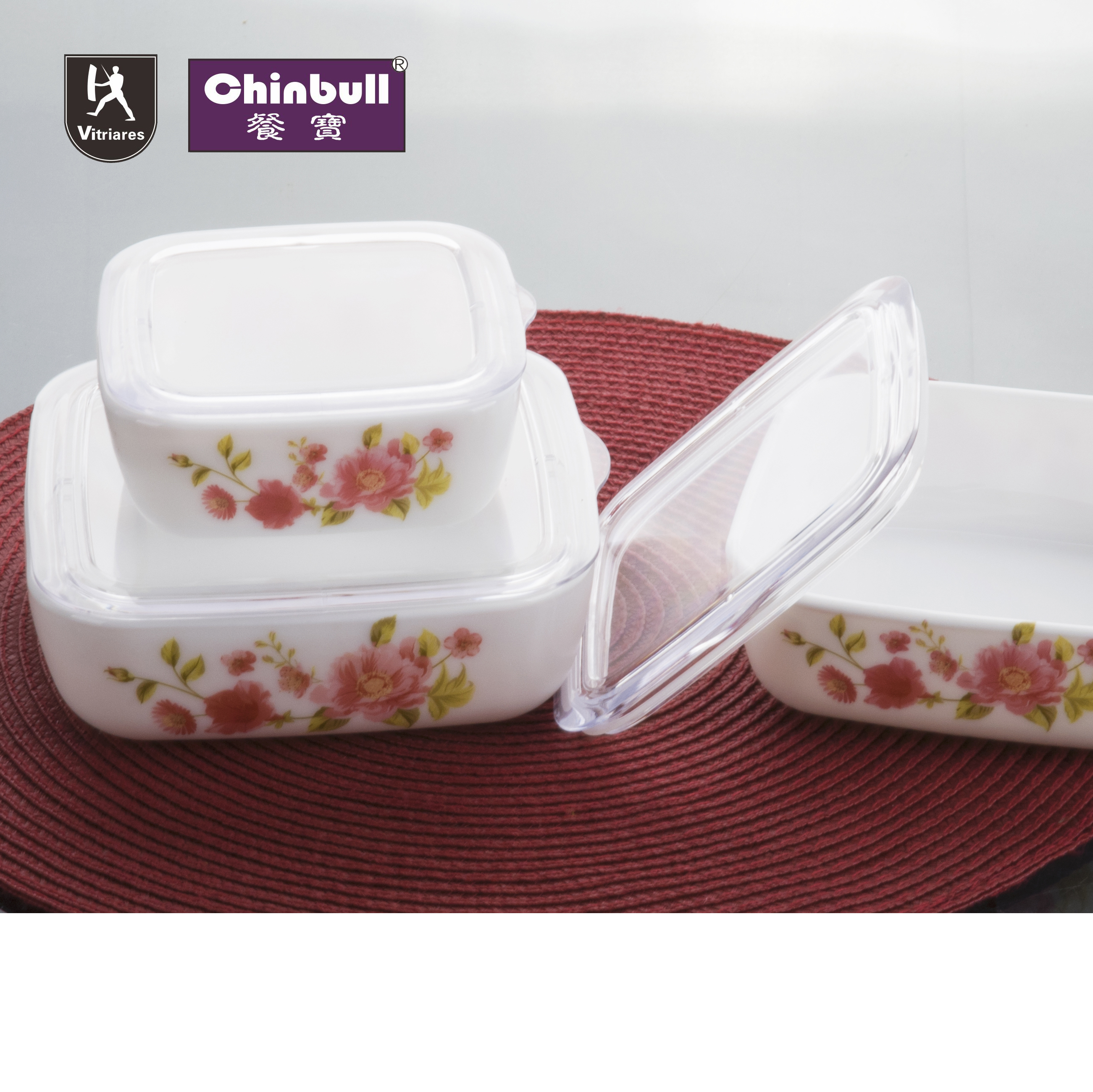 3pcs bowl set with lid(opal glassware)