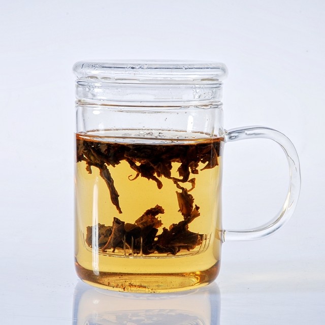 Classical Shape high borosilicate 350ml glass tea mug with glass filter REACH standard