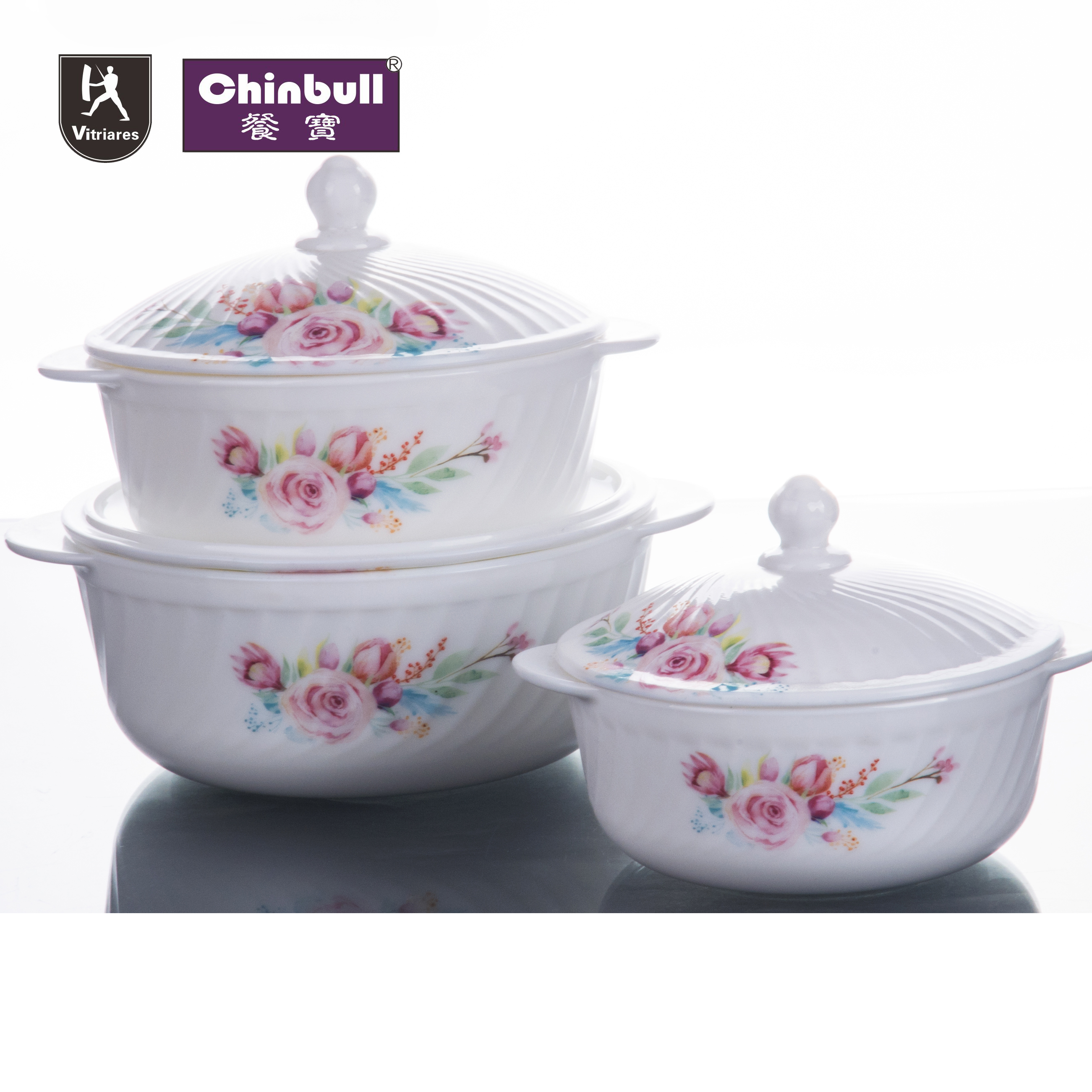 3pcs casserole set(opal glassware）