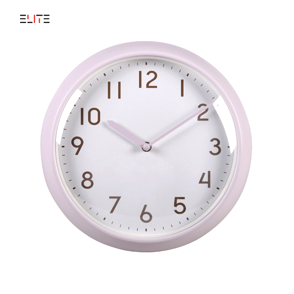Plastic quartz wall clock with convex glass