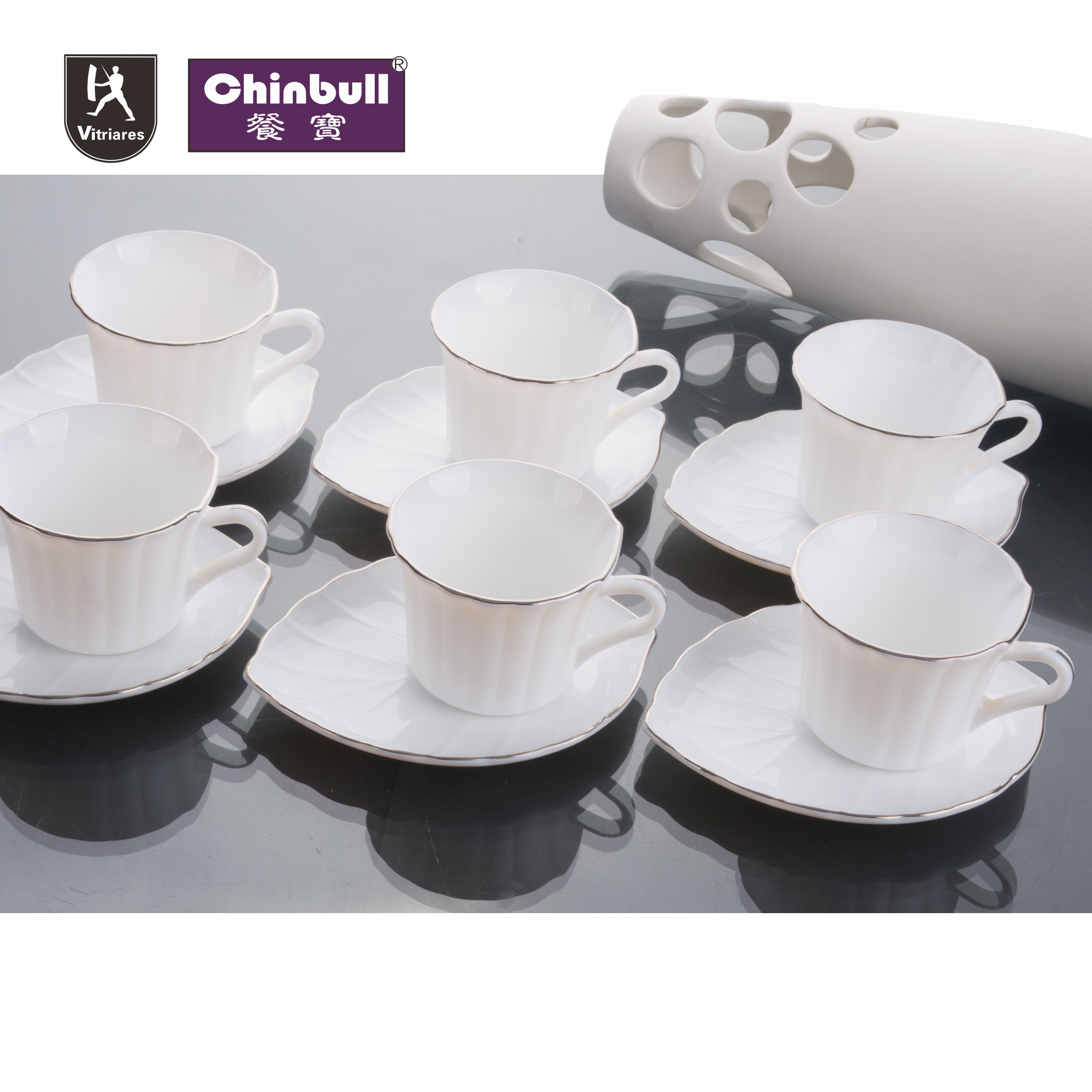 12pcs cups and saucer set (opal glassware）