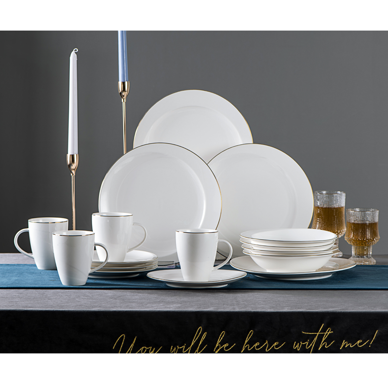 SAM&SQUITO/XIAHE stronger new bone Tiffany dinner plate gold line