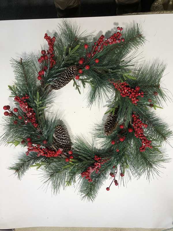 artificial christmas decoration wreath pine red berry