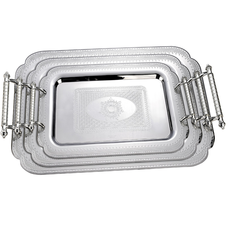 Chrome plated iron tray silver colour