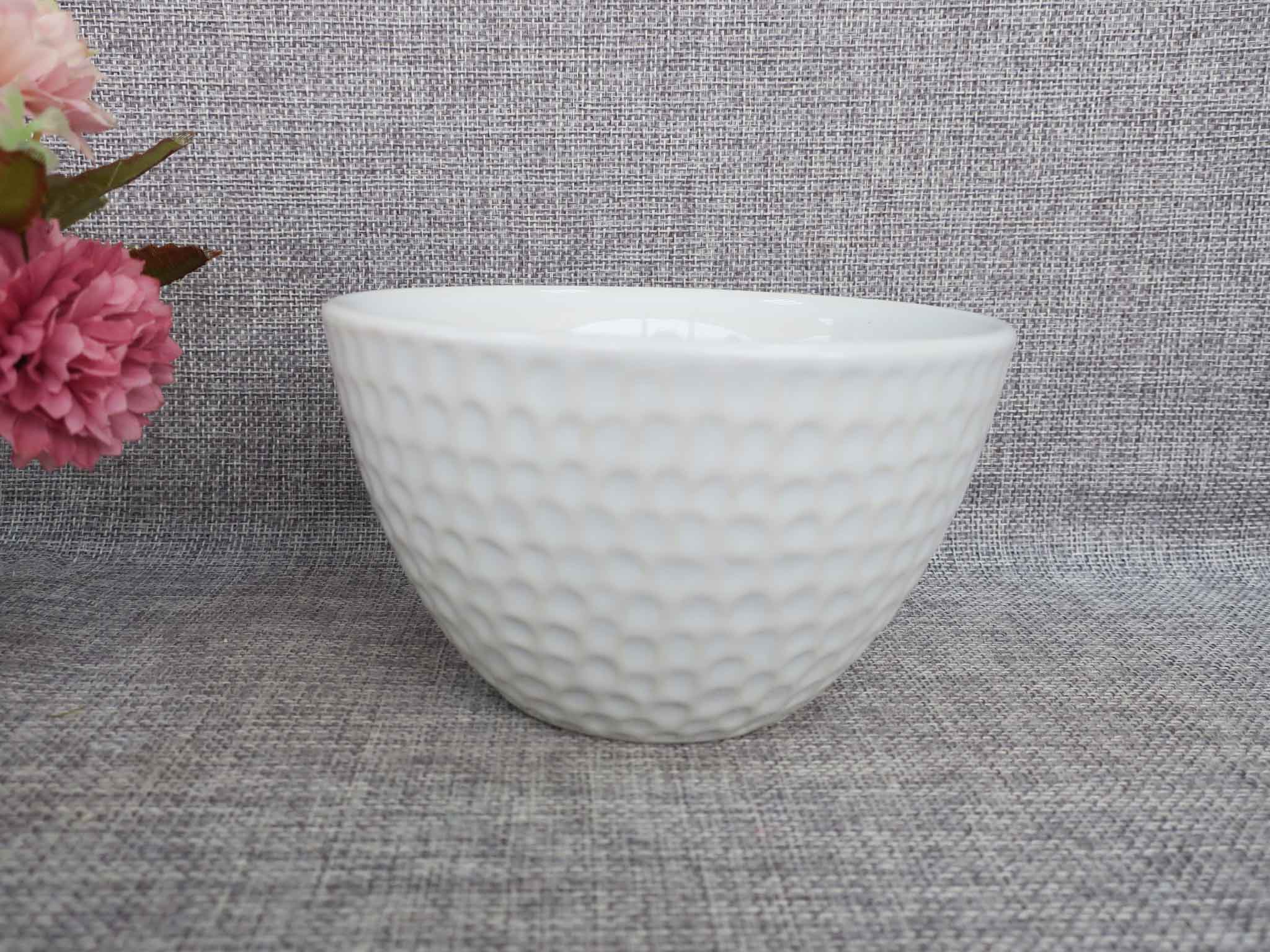Embossed ceramic bowl