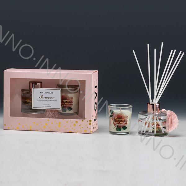 RAINCOAST 16206 100ML Reed Diffuser & 65G Scented Candle for home fragrance and home decoration